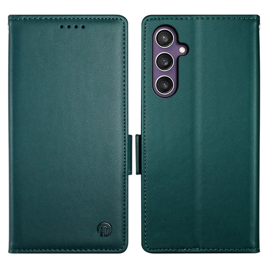 DF-010 For Samsung Galaxy S24 Case Side Clasp Closure Leather Wallet Flip Stand Phone Coverish Green