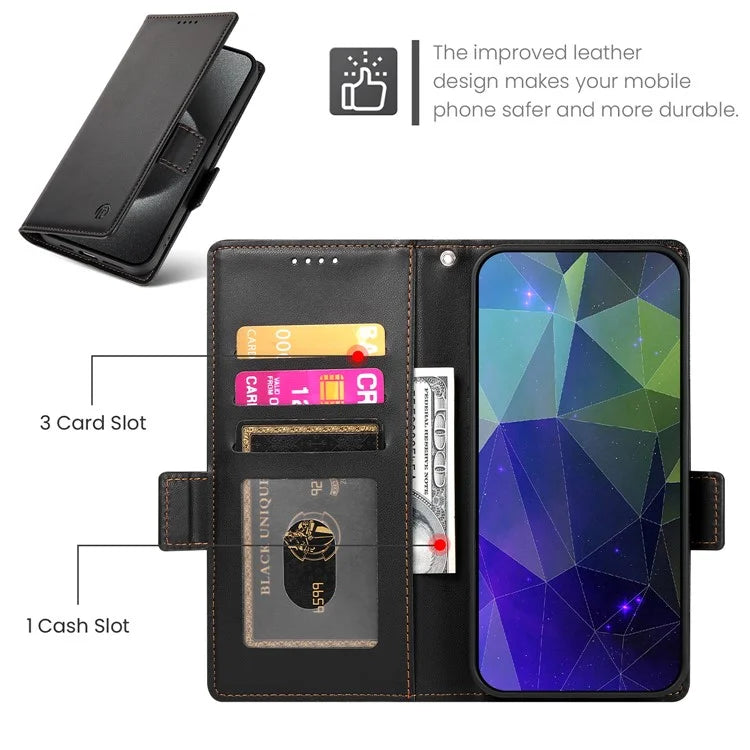 DF-010 For Samsung Galaxy S24+ Wallet Case Leather Phone Cover Side Magnetic Clasps