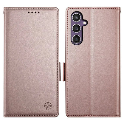 DF-010 For Samsung Galaxy S24+ Wallet Case Leather Phone Cover Side Magnetic Clasps