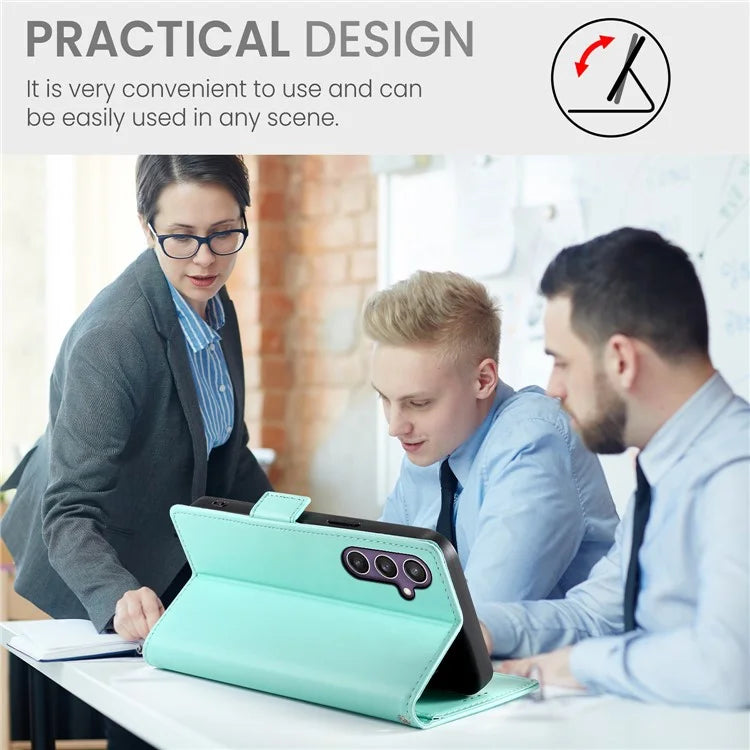 DF-010 For Samsung Galaxy S24+ Wallet Case Leather Phone Cover Side Magnetic Clasps