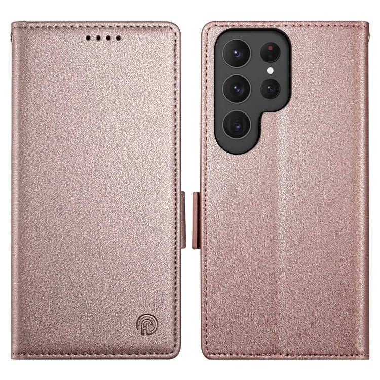 DF-010 For Samsung Galaxy S23 Ultra Case PU Leather Dual Magnetic Clasps Phone Cover