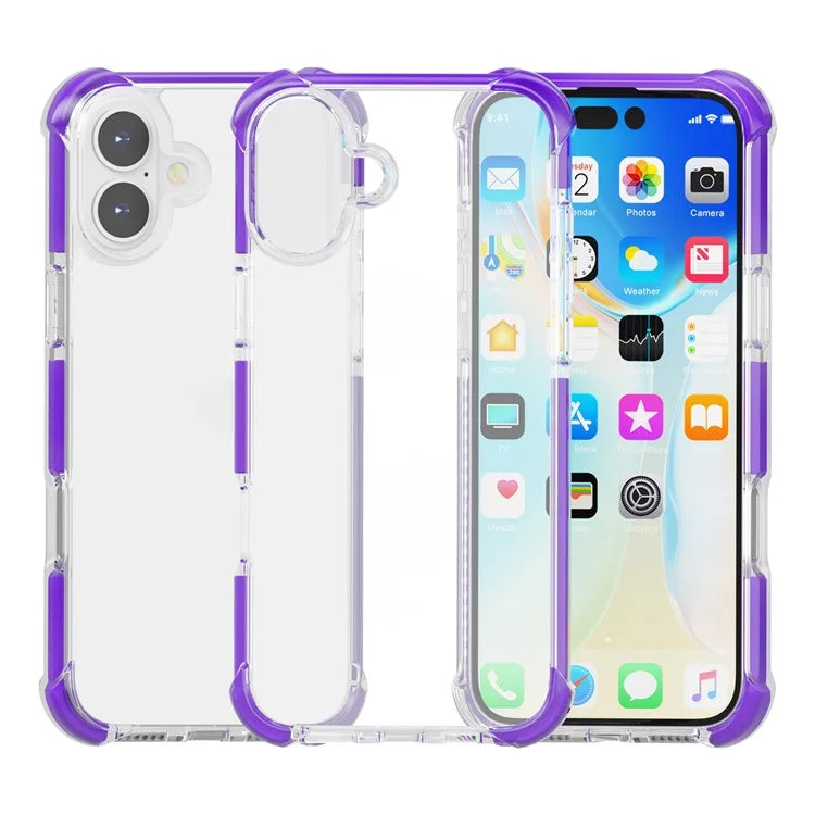 Clear Mobile Phone Case for iPhone 16 TPU+TPE+PC Phone Cover