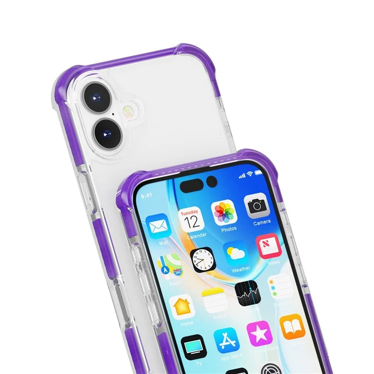 Clear Mobile Phone Case for iPhone 16 TPU+TPE+PC Phone Cover