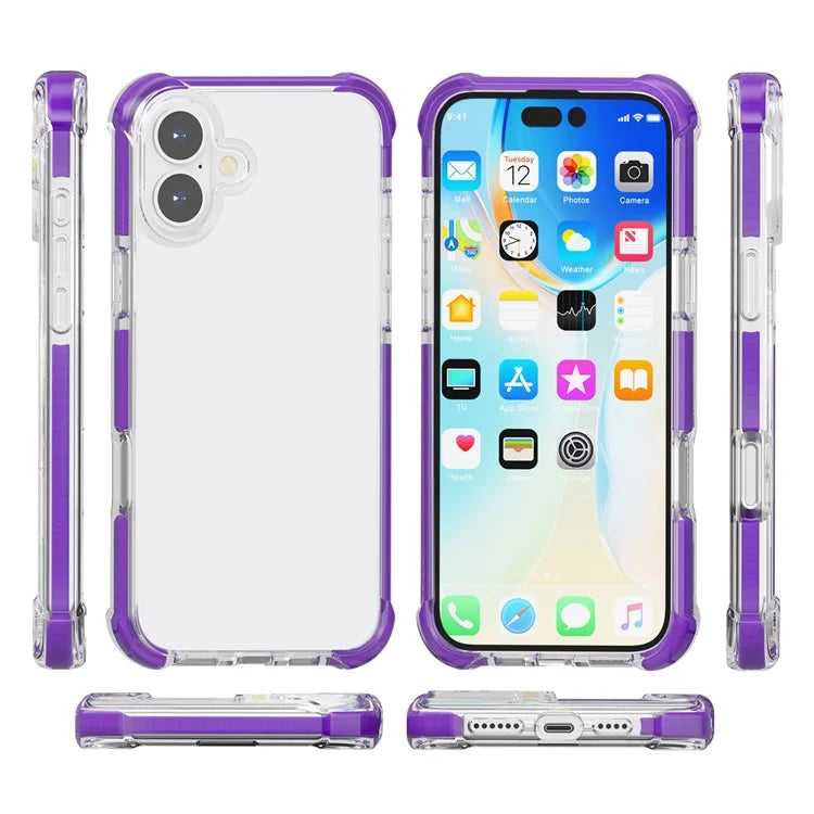 Clear Mobile Phone Case for iPhone 16 TPU+TPE+PC Phone Cover