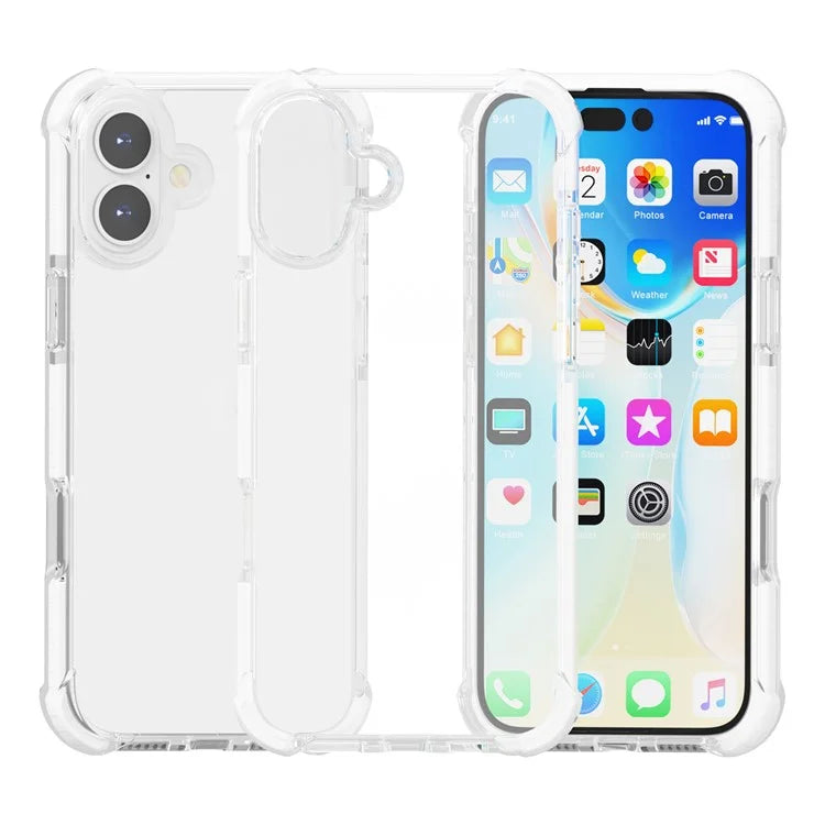 Clear Mobile Phone Case for iPhone 16 TPU+TPE+PC Phone Cover