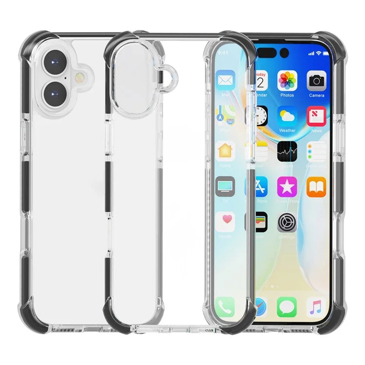 Clear Mobile Phone Case for iPhone 16 TPU+TPE+PC Phone Cover
