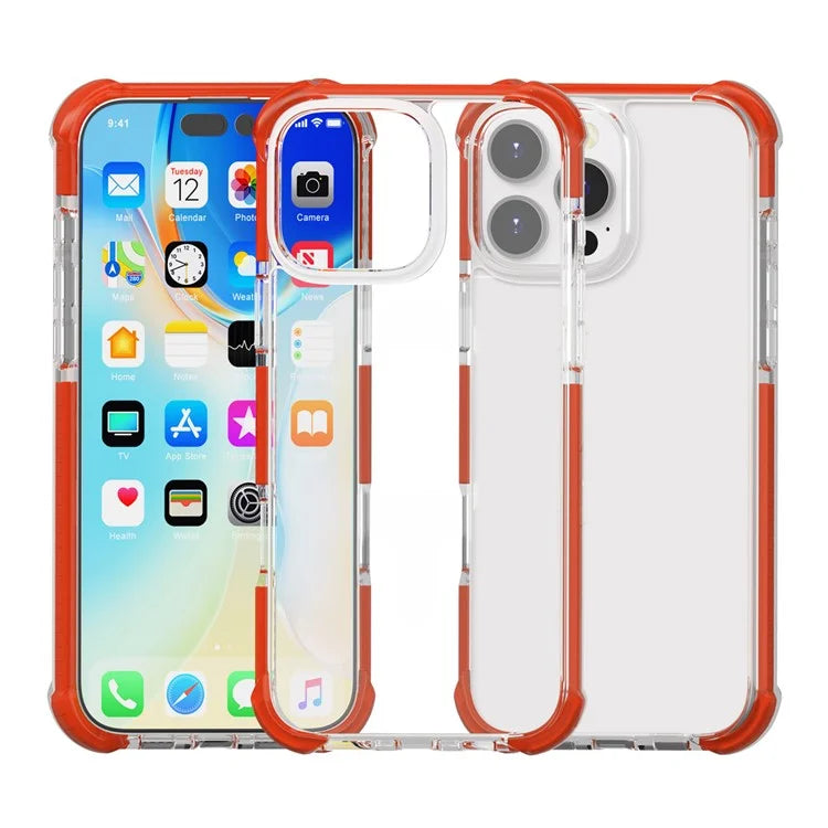 For iPhone 16 Pro Max Clear Mobile Phone Case Shockproof TPU+TPE+PC Phone Cover