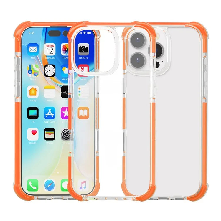 For iPhone 16 Pro Max Clear Mobile Phone Case Shockproof TPU+TPE+PC Phone Cover
