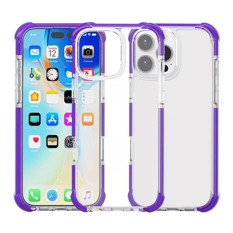 For iPhone 16 Pro Max Clear Mobile Phone Case Shockproof TPU+TPE+PC Phone Cover