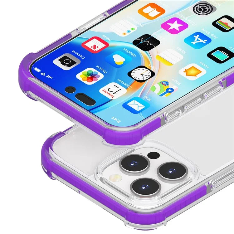 For iPhone 16 Pro Max Clear Mobile Phone Case Shockproof TPU+TPE+PC Phone Cover