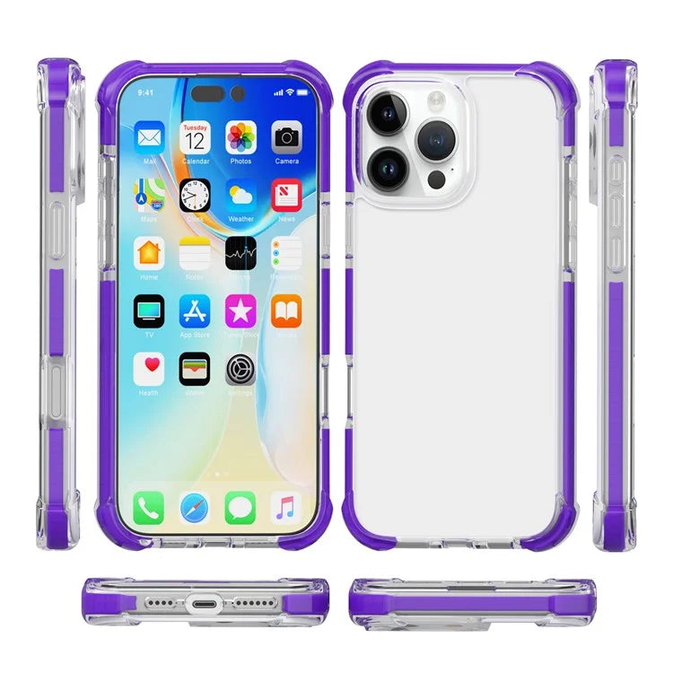For iPhone 16 Pro Max Clear Mobile Phone Case Shockproof TPU+TPE+PC Phone Cover