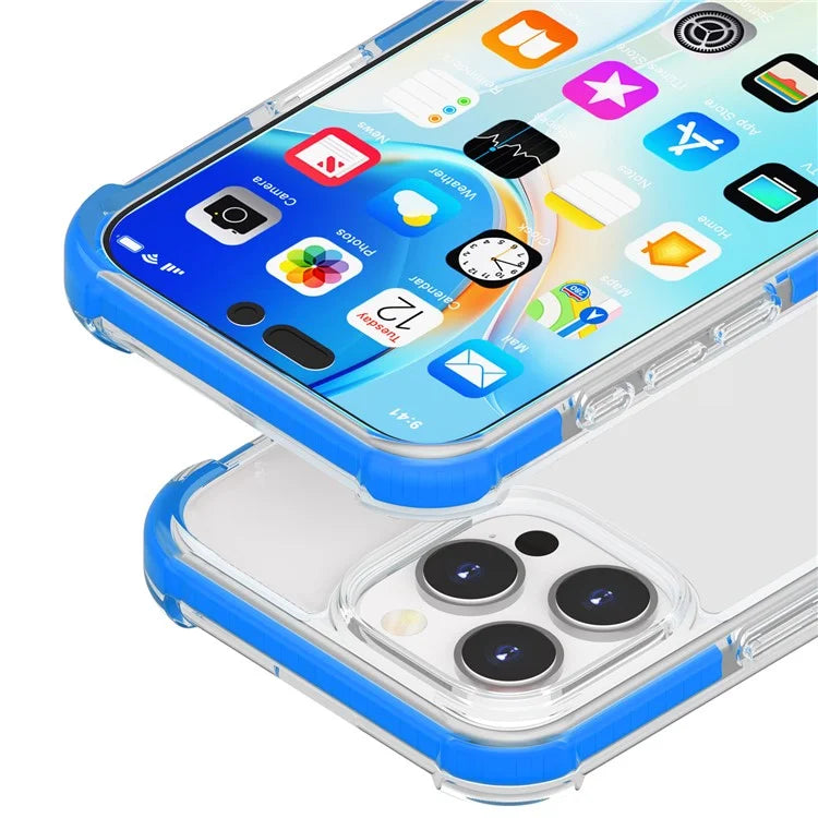 For iPhone 16 Pro Max Clear Mobile Phone Case Shockproof TPU+TPE+PC Phone Cover