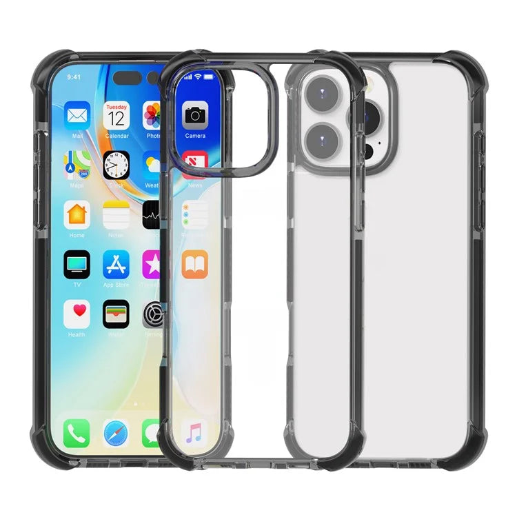 For iPhone 16 Pro Max Clear Mobile Phone Case Shockproof TPU+TPE+PC Phone Cover