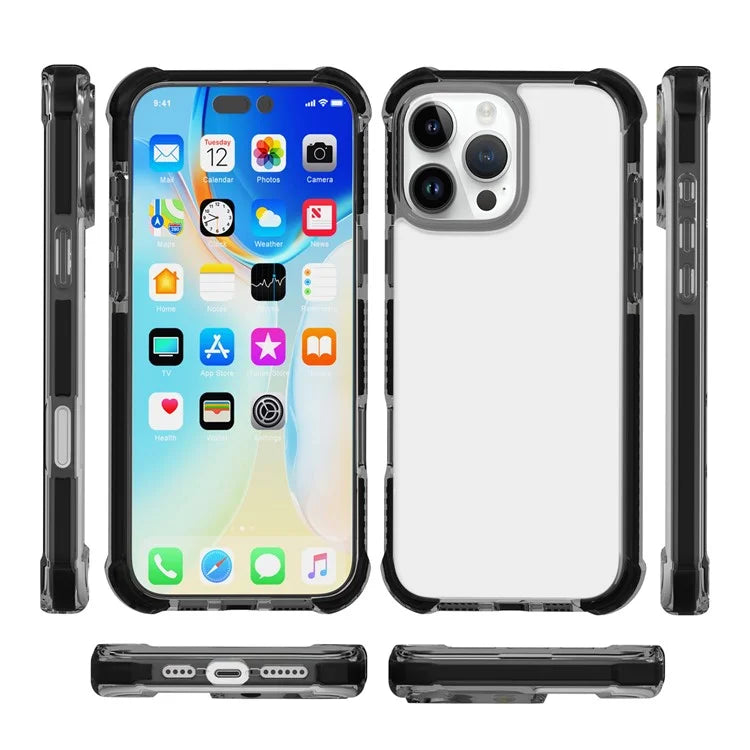 For iPhone 16 Pro Max Clear Mobile Phone Case Shockproof TPU+TPE+PC Phone Cover