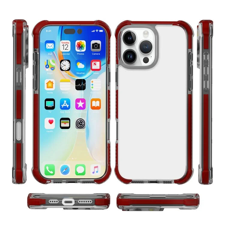 For iPhone 16 Pro Max Clear Mobile Phone Case Shockproof TPU+TPE+PC Phone Cover
