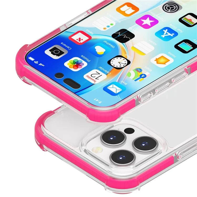 For iPhone 16 Pro Max Clear Mobile Phone Case Shockproof TPU+TPE+PC Phone Cover