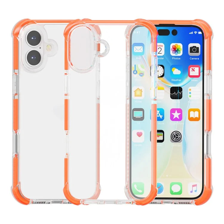 For iPhone 16 Plus Clear Mobile Phone Case TPU+TPE+PC Phone Cover
