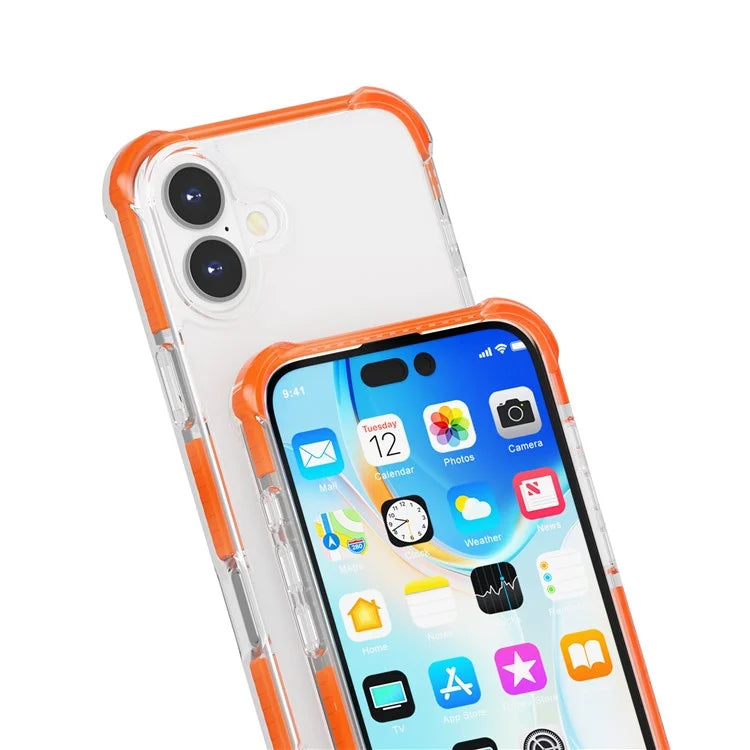 For iPhone 16 Plus Clear Mobile Phone Case TPU+TPE+PC Phone Cover