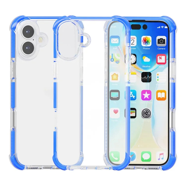 For iPhone 16 Plus Clear Mobile Phone Case TPU+TPE+PC Phone Cover