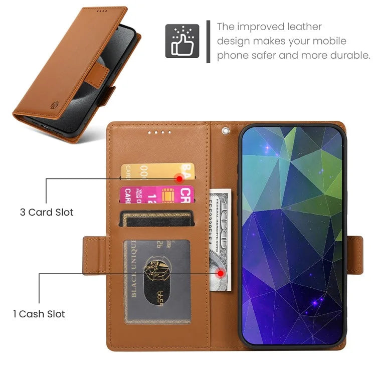 DF-010 For Samsung Galaxy S23 FE Case Drop Protection PU Leather Stand Phone Cover