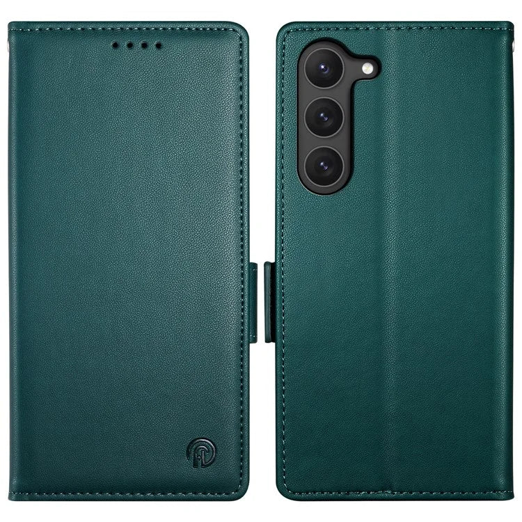 DF-010 For Samsung Galaxy S23 Case Solid Color PU Leather Wallet Stand Phone Coverish Green