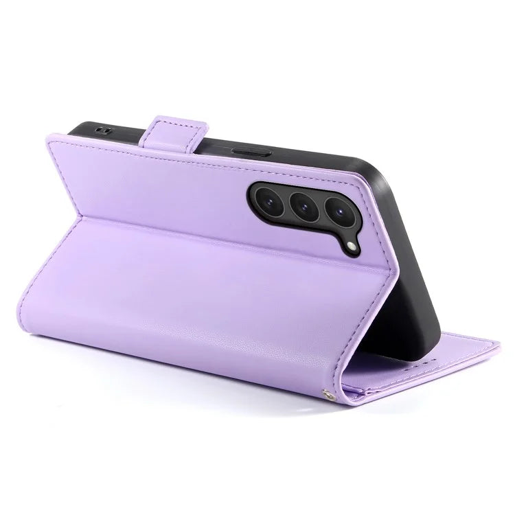 DF-010 For Samsung Galaxy S23 Case Solid Color PU Leather Wallet Stand Phone Cover