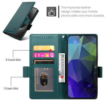 DF-010 For Samsung Galaxy S23+ Case PU Leather Shockproof Cell Phone Cover with Walletish Green