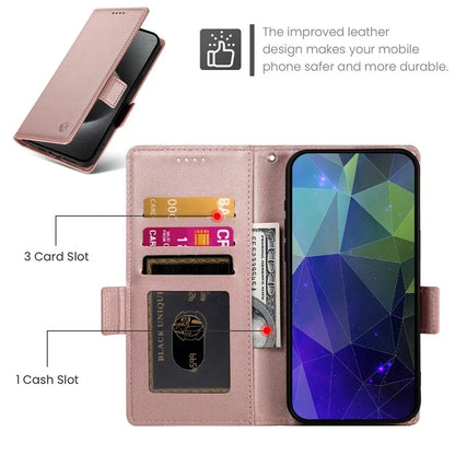 DF-010 For Samsung Galaxy A05 4G Case Leather Phone Cover with Card Holders Magnetic Side Buckle
