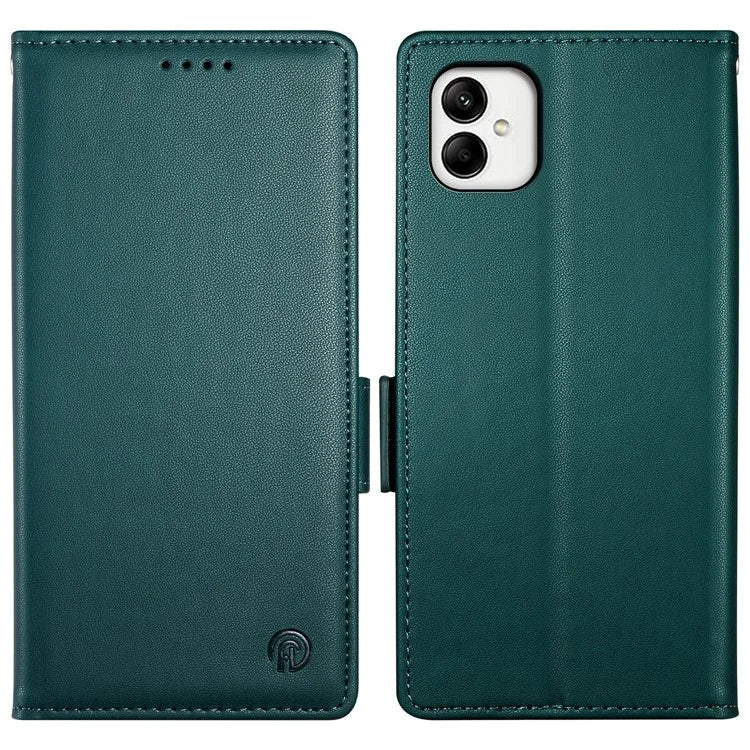 DF-010 For Samsung Galaxy A05 4G Case Leather Phone Cover with Card Holders Magnetic Side Buckleish Green