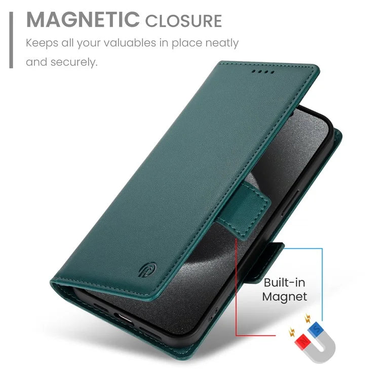DF-010 For Samsung Galaxy A05 4G Case Leather Phone Cover with Card Holders Magnetic Side Buckleish Green