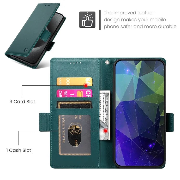 DF-010 For Samsung Galaxy A24 4G (162.1 x 77.6 x 8.3mm) Case PU Leather Wallet Stand Phone Coverish Green