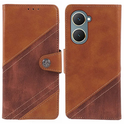 For vivo Y03 Case PU Leather Phone Cover Folio Wallet Crazy Texture Splicing