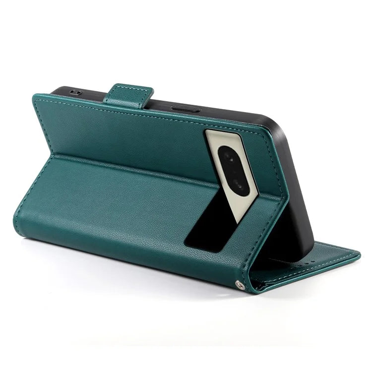 DF-010 For Google Pixel 8 Case Side Clasps PU Leather Full Protection Phone Coverish Green