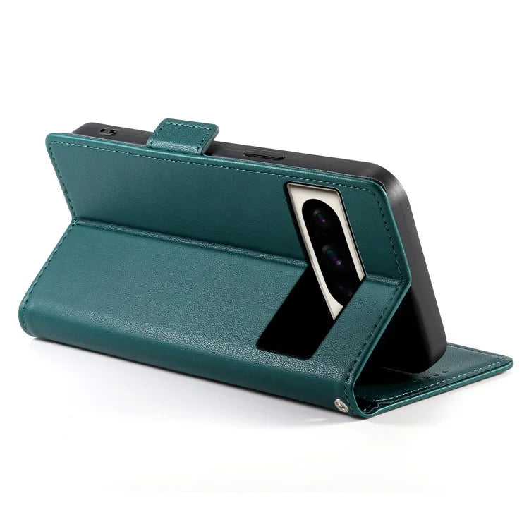 DF-010 For Google Pixel 8 Pro Mobile Phone Case Side Magnetic Clasps Leather Stand Phone Coverish Green