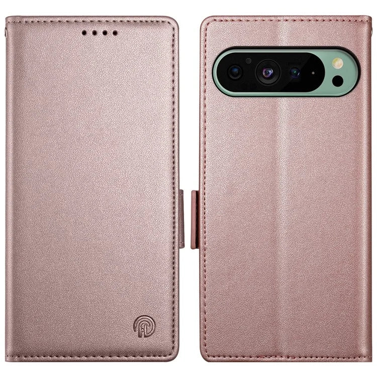 DF-010 For Google Pixel 9 / 9 Pro Case Side Magnetic Clasps Leather Stand Phone Cover