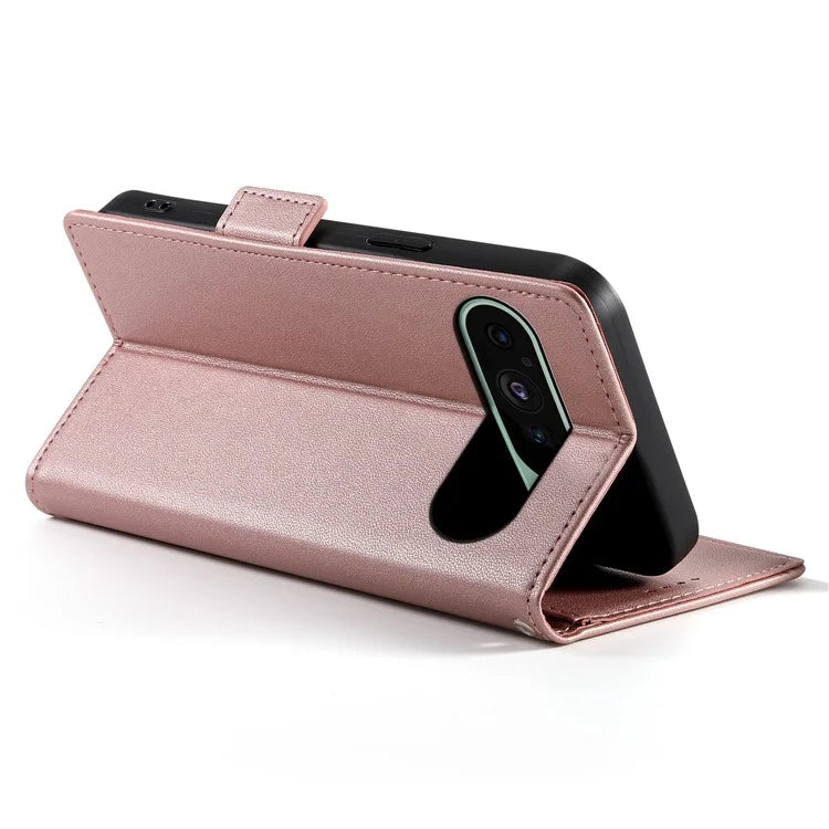 DF-010 For Google Pixel 9 / 9 Pro Case Side Magnetic Clasps Leather Stand Phone Cover