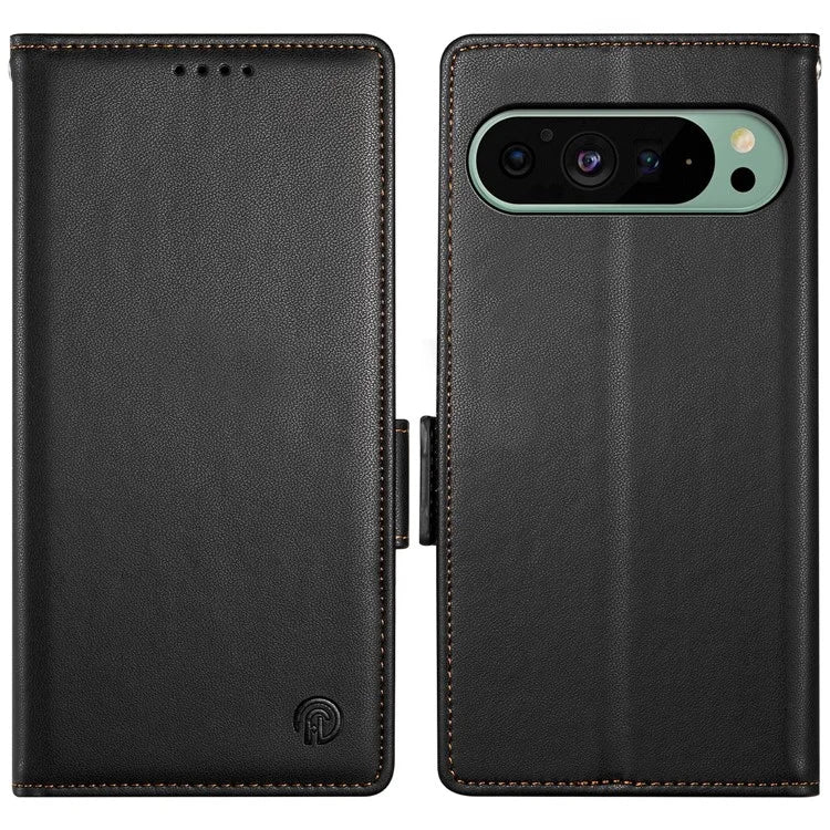 DF-010 For Google Pixel 9 / 9 Pro Case Side Magnetic Clasps Leather Stand Phone Cover