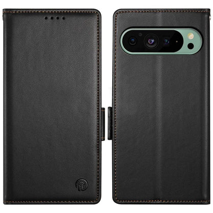 DF-010 For Google Pixel 9 / 9 Pro Case Side Magnetic Clasps Leather Stand Phone Cover