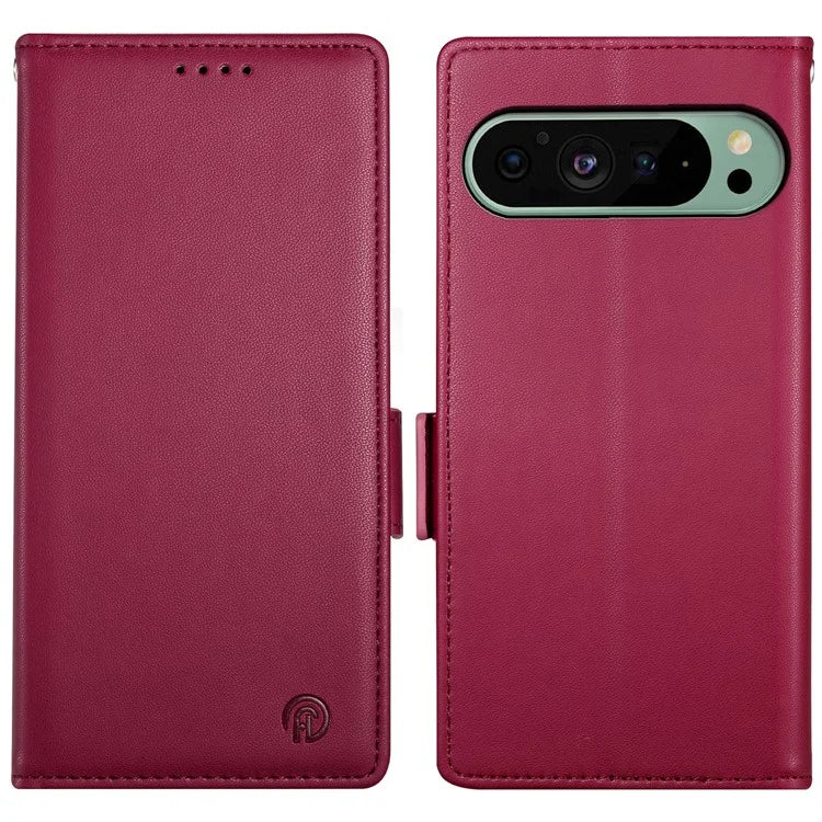 DF-010 For Google Pixel 9 / 9 Pro Case Side Magnetic Clasps Leather Stand Phone Cover