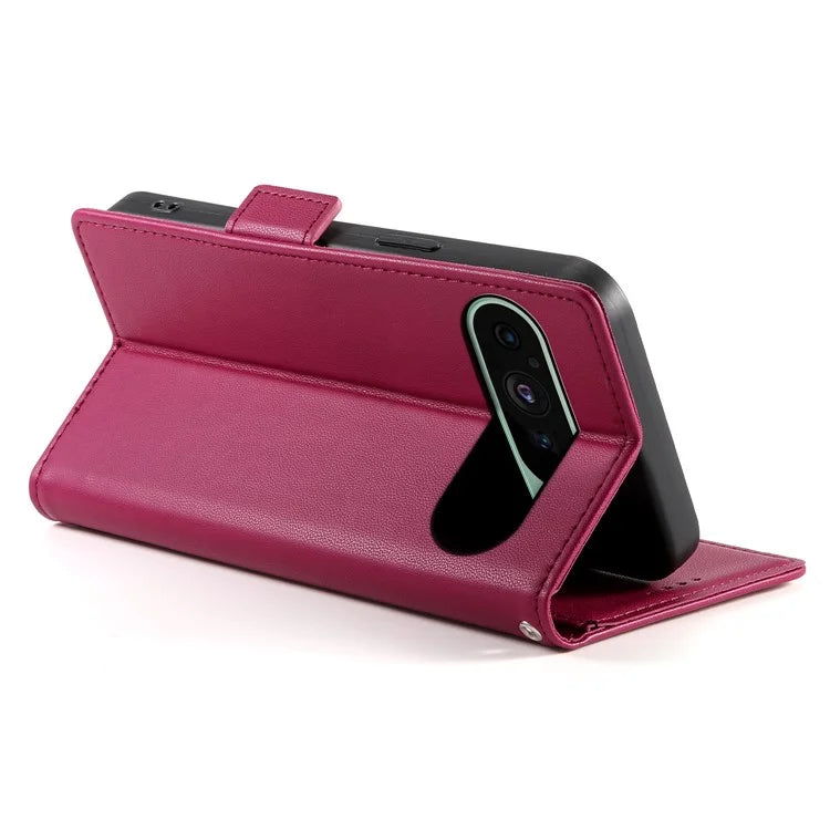 DF-010 For Google Pixel 9 / 9 Pro Case Side Magnetic Clasps Leather Stand Phone Cover