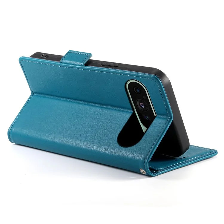 DF-010 For Google Pixel 9 / 9 Pro Case Side Magnetic Clasps Leather Stand Phone Cover