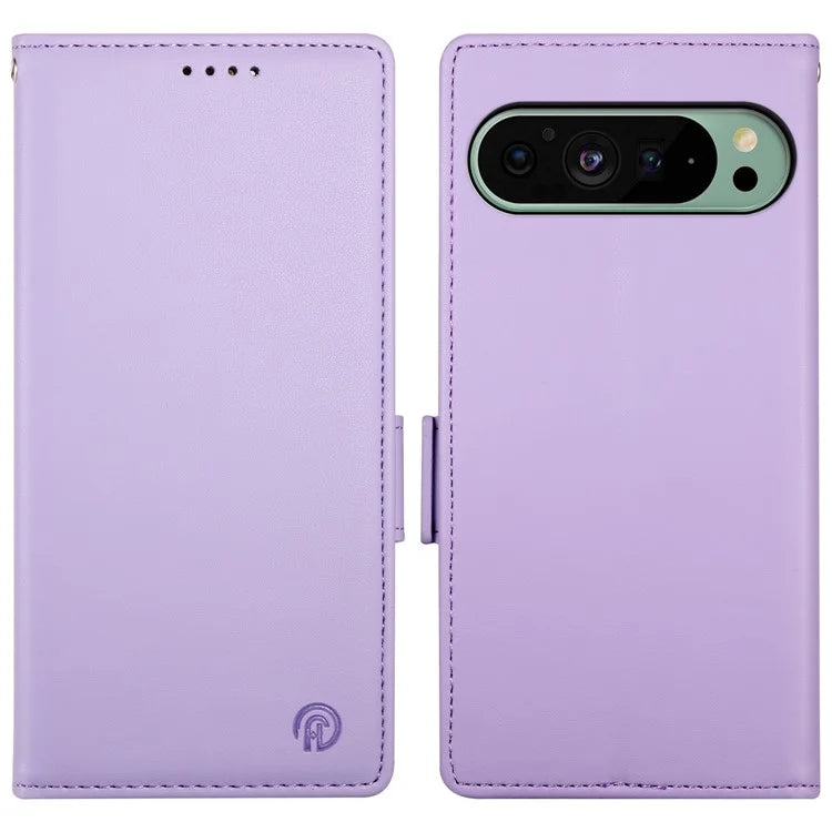 DF-010 For Google Pixel 9 / 9 Pro Case Side Magnetic Clasps Leather Stand Phone Cover