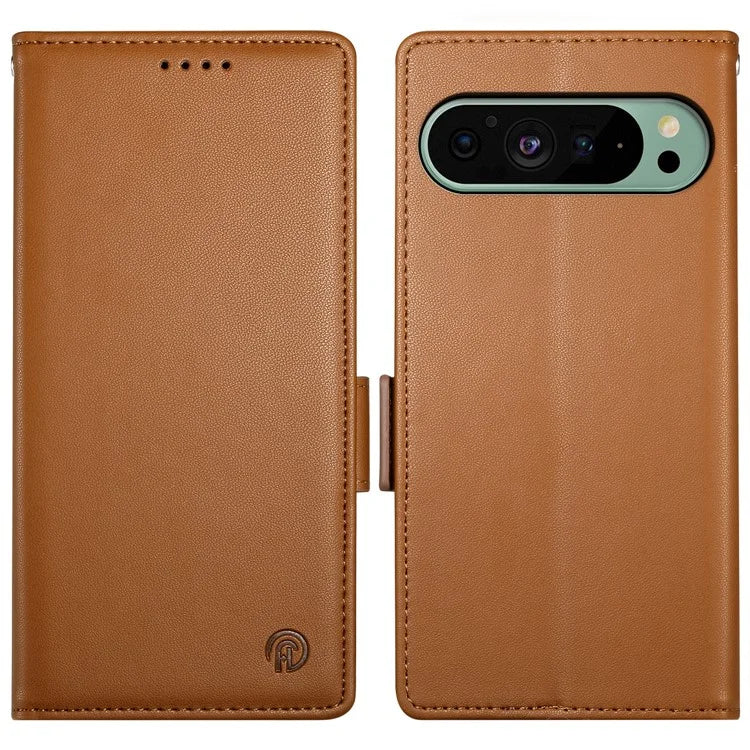 DF-010 For Google Pixel 9 / 9 Pro Case Side Magnetic Clasps Leather Stand Phone Cover