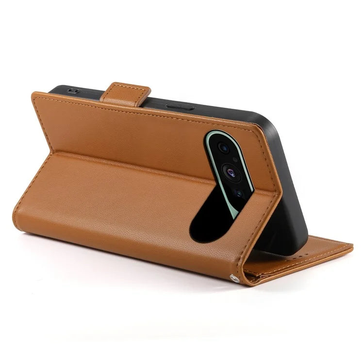 DF-010 For Google Pixel 9 / 9 Pro Case Side Magnetic Clasps Leather Stand Phone Cover