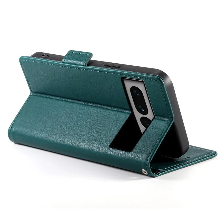 DF-010 For Google Pixel 7 Pro 5G Case Wallet Leather Phone Cover Flip Stand View Magnetic Protectish Green
