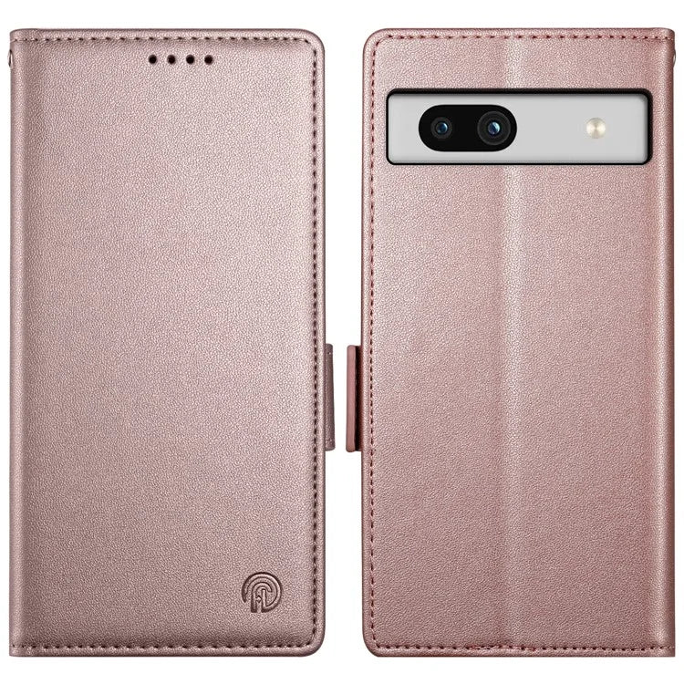 DF-010 For Google Pixel 7a Case Dual Magnetic Clasps PU Leather Flip Phone Cover