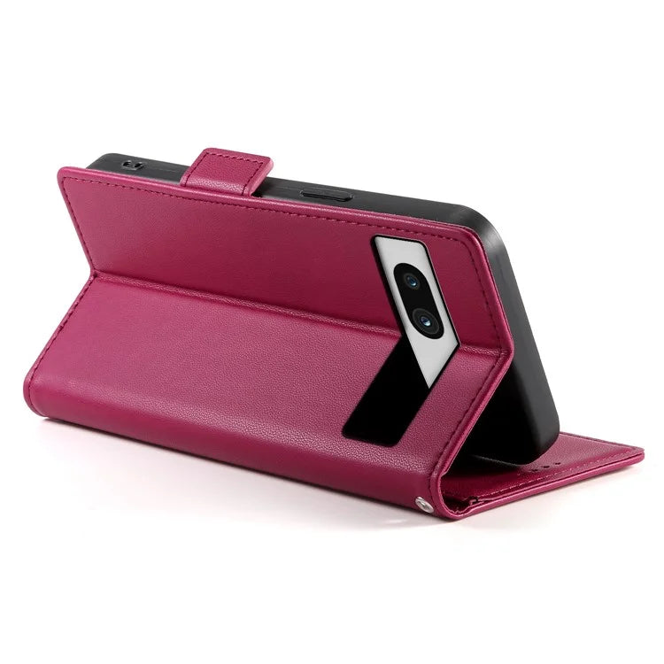 DF-010 For Google Pixel 7a Case Dual Magnetic Clasps PU Leather Flip Phone Cover