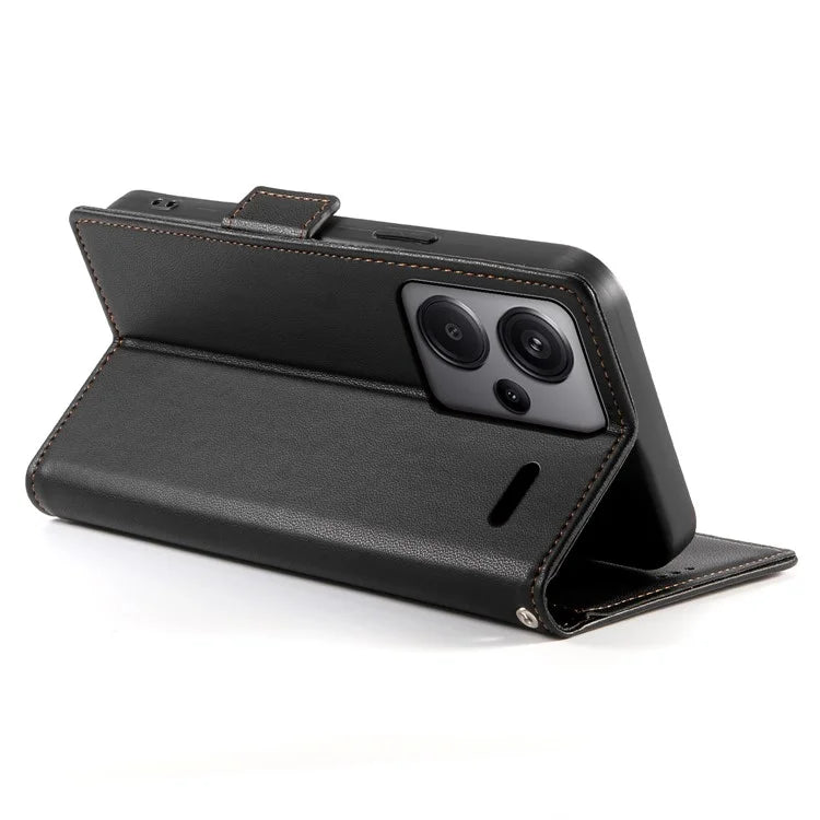 DF-010 For Xiaomi Redmi Note 13 Pro+ 5G Leather Case Side Magnetic Clasps Phone Wallet Cover