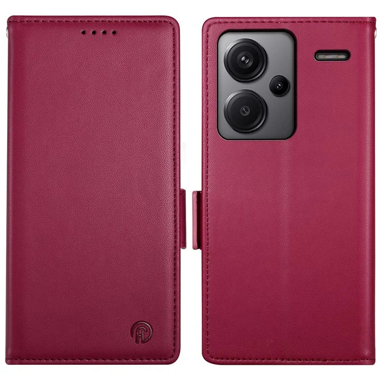 DF-010 For Xiaomi Redmi Note 13 Pro+ 5G Leather Case Side Magnetic Clasps Phone Wallet Cover
