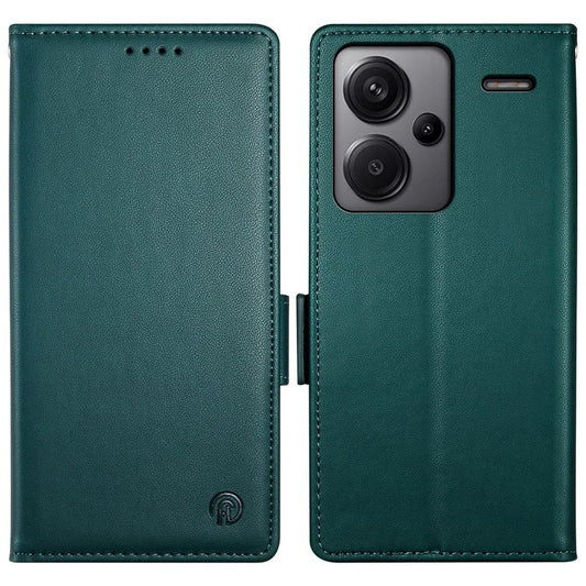 DF-010 For Xiaomi Redmi Note 13 Pro+ 5G Leather Case Side Magnetic Clasps Phone Wallet Coverish Green